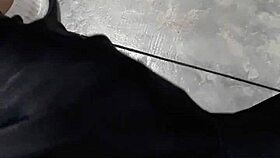 flashing at laundry mat to mature lady she looks shocked