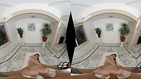 cadence lux gives blowjob in lingerie for wankzvr dlux treatment.