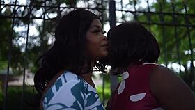 Lesbian couple engages in intimate licking session