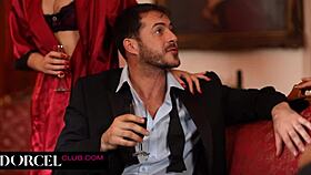 Busty threesome ignites intense double penetration passion