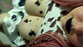 BBW Milf Sucks Cock in Cosplay Cumshots on Tits