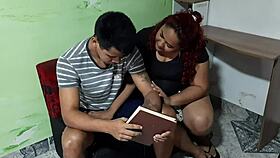 Horny redhead fucks me hard while I study