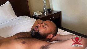 Magee gets mounted by a muscular bodybuilder in bareback anal action