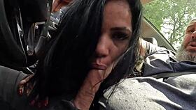 Beatriz licks Ted's cock during the ride and swallows his cum