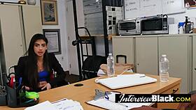 horny brunette gets her pussy expanded as director sticks his bbc in there