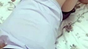 New girlfriend in black stockings tempts