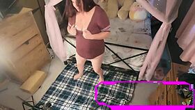 Sexy bbw returns with the pussy stretcher dildo for masturbation.