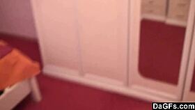 Horny Babe Gropes Tits in Kitchen