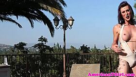 Busty Transwoman Masturbates Outdoors In Bikini