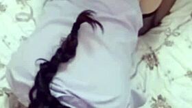 New girlfriend in black stockings tempts