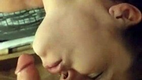 Deep Throat Brunette Blowjob: Teen 18+ Gags on Monster Cock