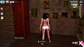 fashionbusiness episode with 3d characters near the pool, game-inspired scene