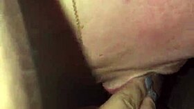 white girl gives sloppy neck blowjob