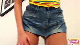 Teen Babe Lifts Skirt Revealing Panties In Upskirt Fetish