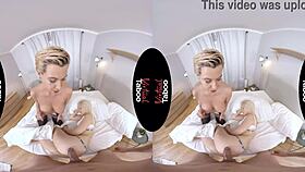 Blonde babe handles big cock in virtual taboo.