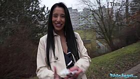 Public Agent Girl Attempts Dildo Deepthroat Then Rides Huge Cock