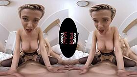 Blonde babe handles big cock in virtual taboo.