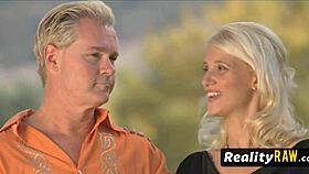 hot swinger brunette enjoys pussy licking by strangers in wild group game