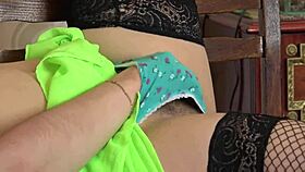 Homemade clip of woman in stockings playing with toys