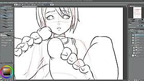 I am speed drawing this kairi footjob scene with toys and dildo, it's so hot!