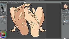 I am speed drawing this kairi footjob scene with toys and dildo, it's so hot!