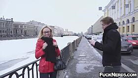 hot blonde in glasses gets hardcore sex