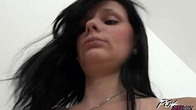 Skinny brunette comes to fuck for cheap money