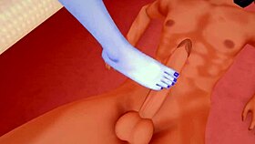 Can you resist Vados from Dragon Ball giving a footjob and licking feet in this hentai clip?