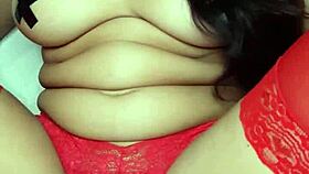 Is this teen 18+ Raissa Conte teasing with her big ass in red lingerie?