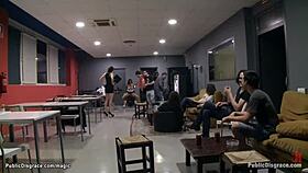 This spanish babe gets BOUND and POUNDED in public for all to see