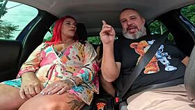 suzan bbw shows off everything while someone on the street tries joining the ride