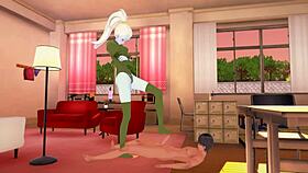 Can you resist Vados from Dragon Ball giving a footjob and licking feet in this hentai clip?