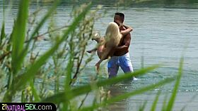 Classy Eurobabe sucks cock before getting plowed hard after steamy foreplay. Her small 18+ tits shine.