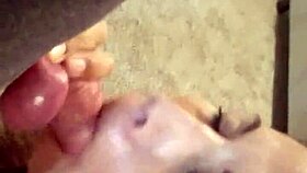 Damn, amateur Latina milf on knees for intense blowjob! She swallows every drop!