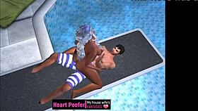Sexy cartoon pool action: Erotica for the outdoor lovers especially nearby the diving board
