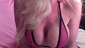 Check out this blonde's see-thru bikini cam show with big tits