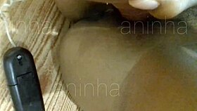 First time using dildo in tight ebony pussy, wow! 😍