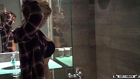 sabrina moon bathes in hot shower masturbating wet pussy on webcam