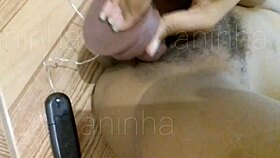 First time using dildo in tight ebony pussy, wow! 😍