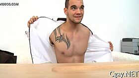 Two guys in nature's garb engage in passionate homosexual sex under the open sky