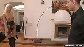 Hot blonde babe licked roughly before double penetration and anal