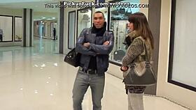 Brown Cutie Sucks Cocks In The Mall!