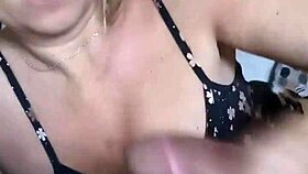 Teresa gives me a quick blowjob before heading to work with big cock.