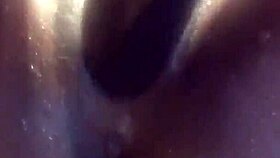 Squirting Ebony Babe Toys Pussy with Dildo Before Creampie. Lesbian Fun Ensues.