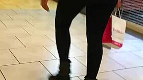 Big black ass in leggings getting anal at the shop