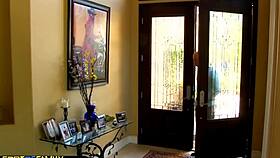 black teen rides her stepdad's cock in reality cowgirl scene.