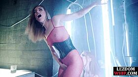 lezdom punishing her bonded subject in stockings