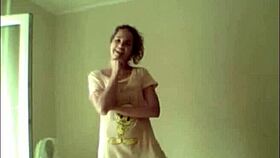 russian teen chats on skype, showing her small tits in underwear