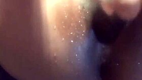 Squirting Ebony Babe Toys Pussy with Dildo Before Creampie. Lesbian Fun Ensues.