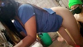 The dirty cleaning lady invites the delivery guy home for passionate, intense sex, making her moan like a newbie slut